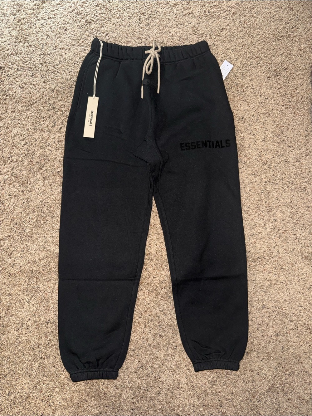 Essentials Black Sweatpants with Contrast Drawstring